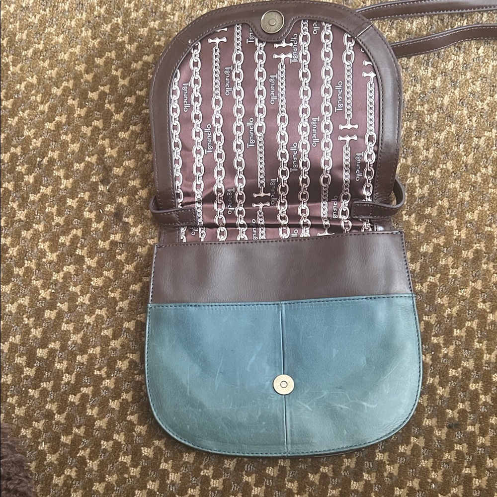 Tignanello Green Leather Crossbody Bag with Braided Trim - Picture 6 of 8